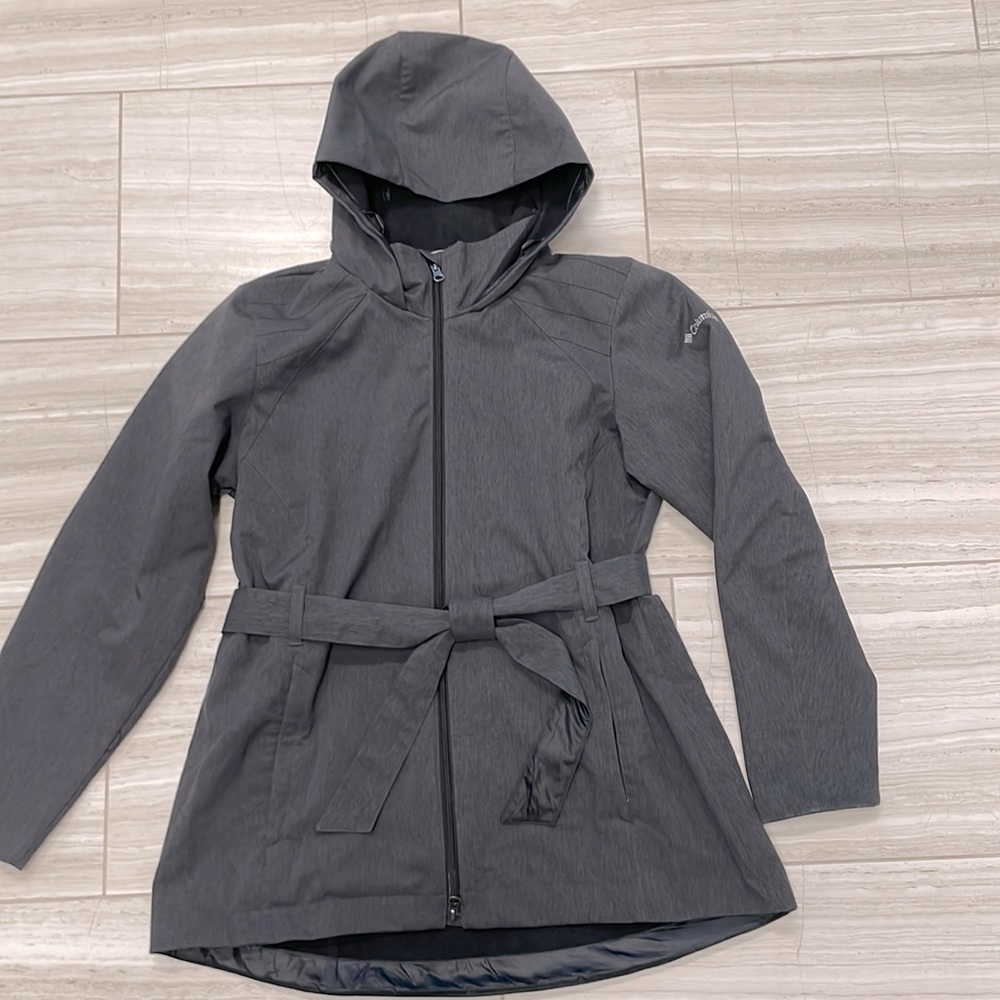 Columbia lined rain jacket with belt accent